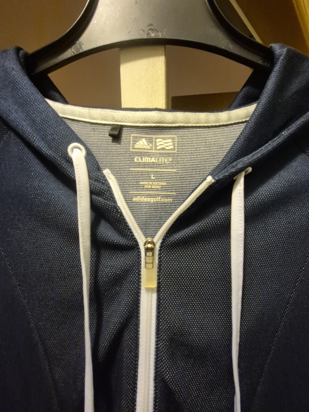 Adidas Golf Women’s Navy Blue Full-Zip Hoodie Sweater With White Zipper. - Picture 2 of 6